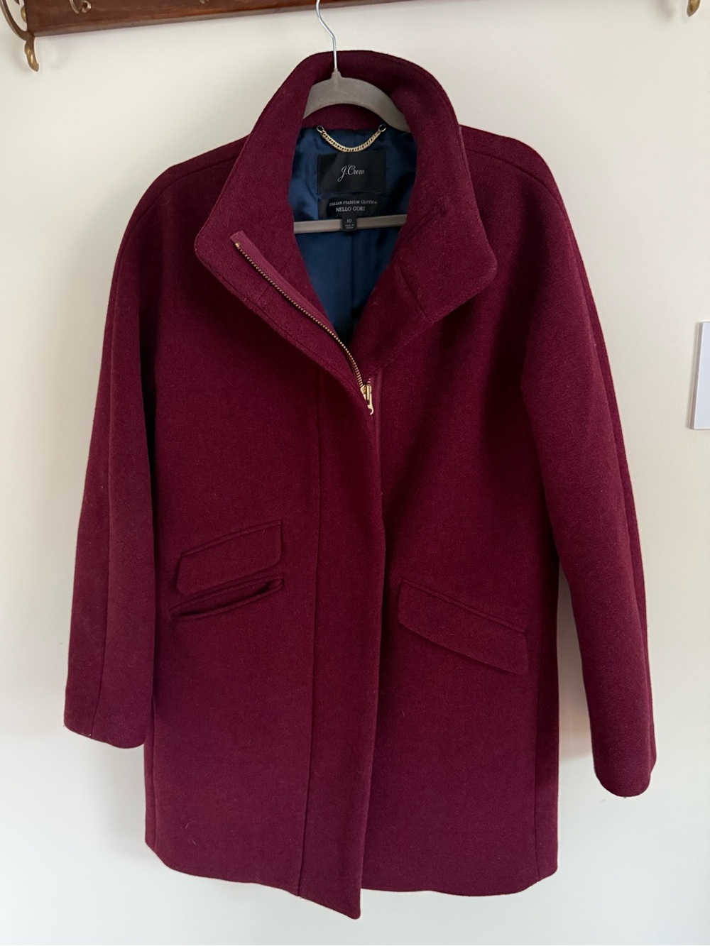J. Crew Wool Blend Maroon Burgendy Coat Jacket Size 10